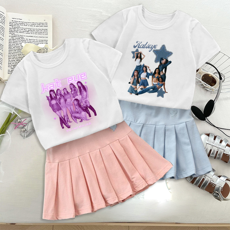 Embroidery Skirt - Модная футболка K POP K-KATSEYE, комплект