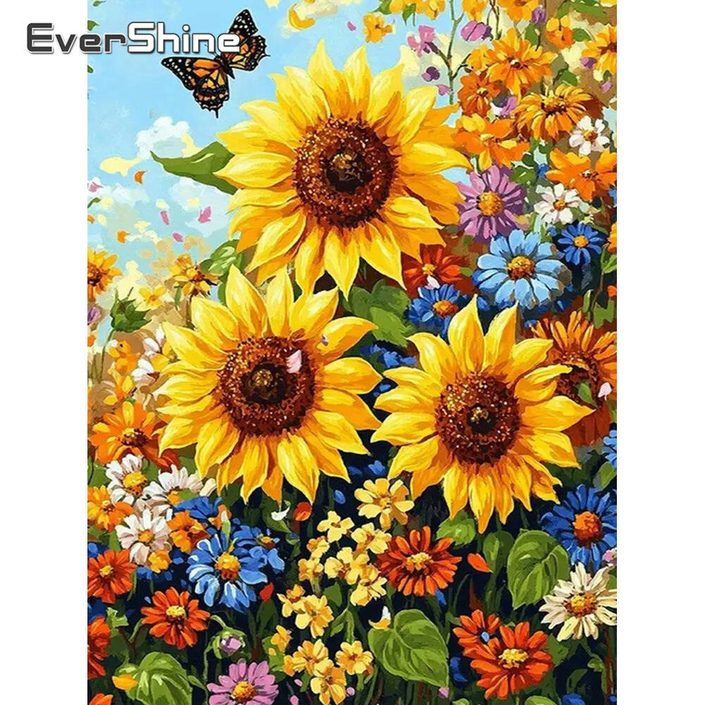 Embroidery Daisy Flower - Алмазные картины Диснея, цветок, роза, Алмазная