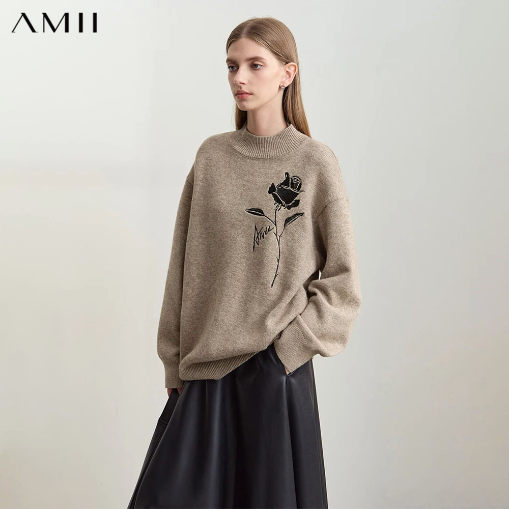 Embroidery Roses - Свитер Amii для женщин на осень-зиму,