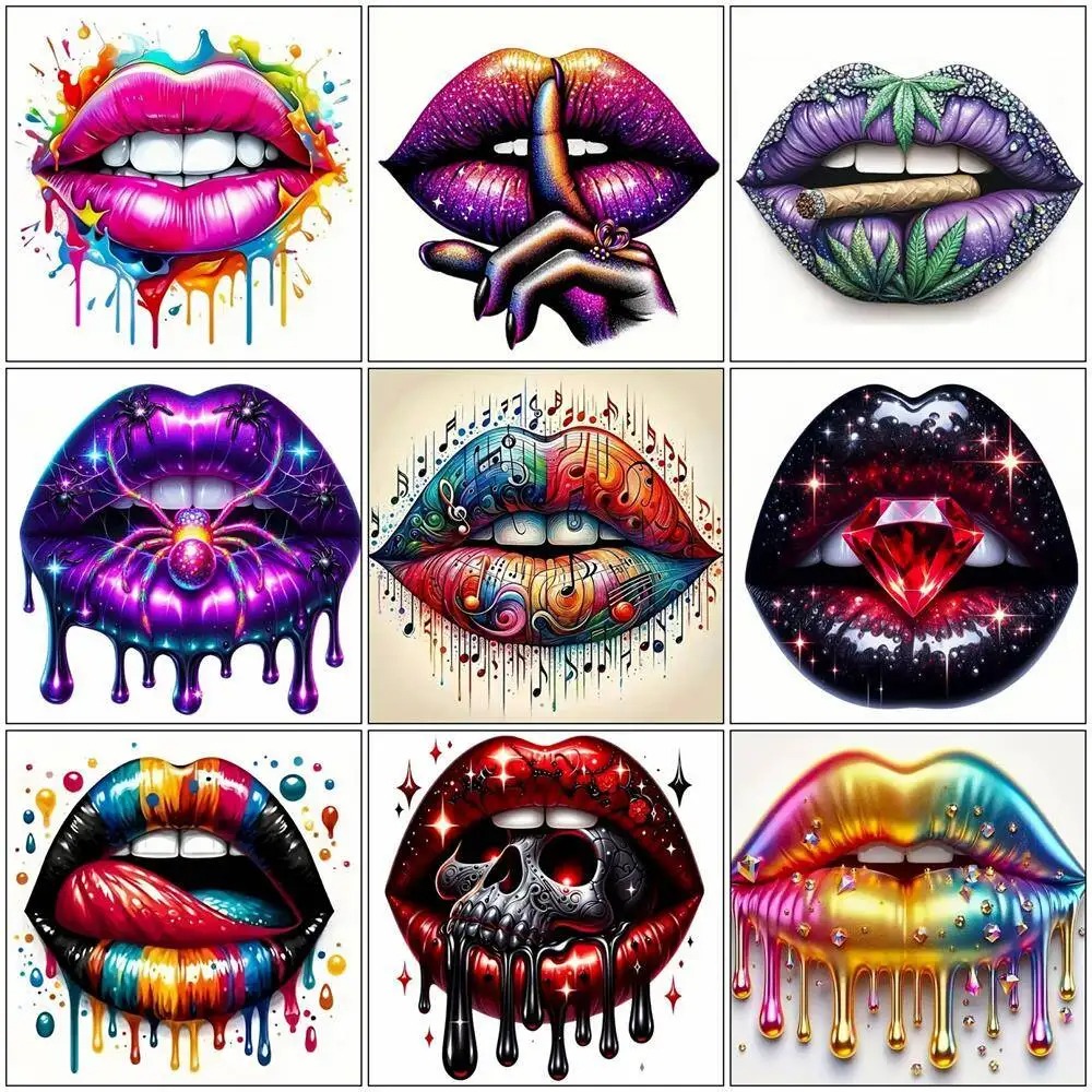 Алмазная вышивка «Губы» (полна – обзор и цена Embroidery Lips