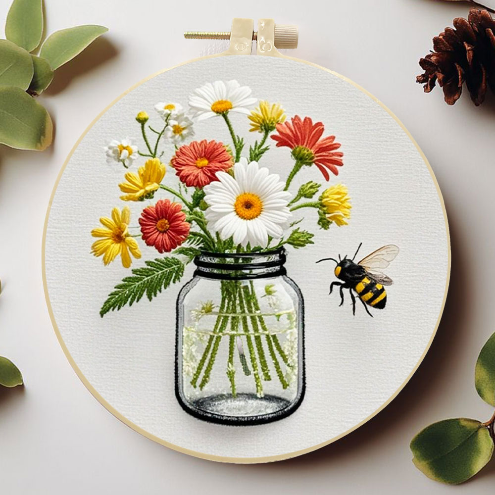 1 шт. наборы для вышивания «сд – обзор и цена Embroidery Daisy Flower