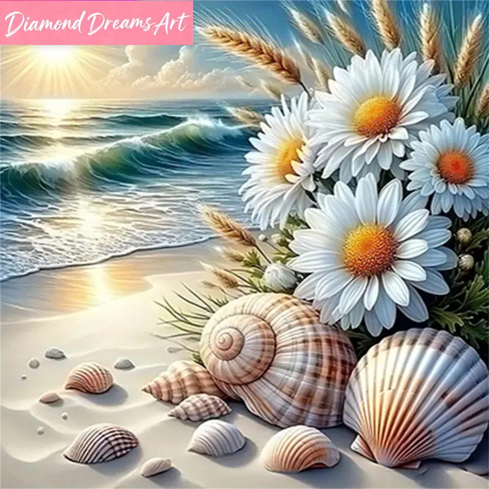 Алмазная мозаика: Пейзаж у мор – обзор и цена Embroidery Daisy Flower