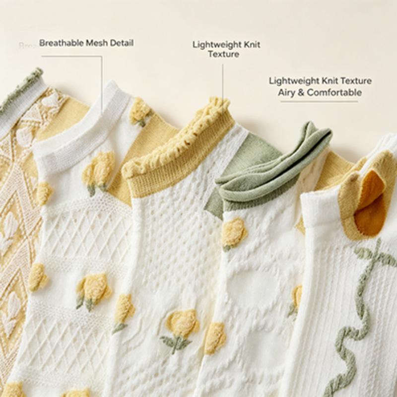 Женские носки с рюшами на манж – обзор и цена Embroidery Yellow