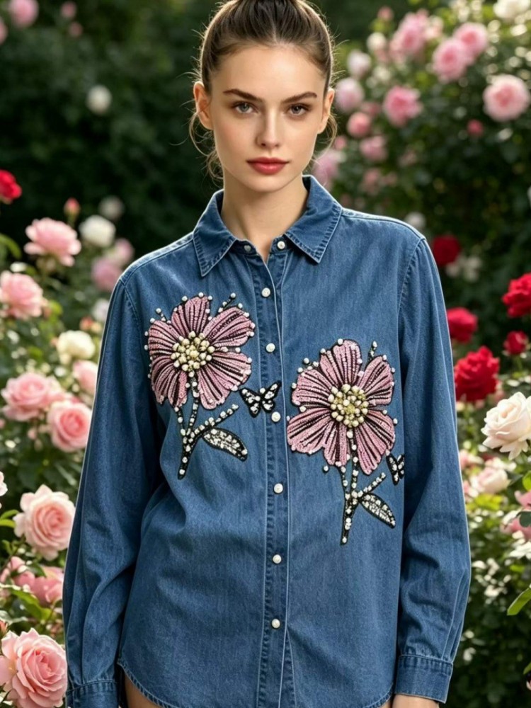 Женские джинсовые блузки с выш – обзор и цена Embroidery Shirt
