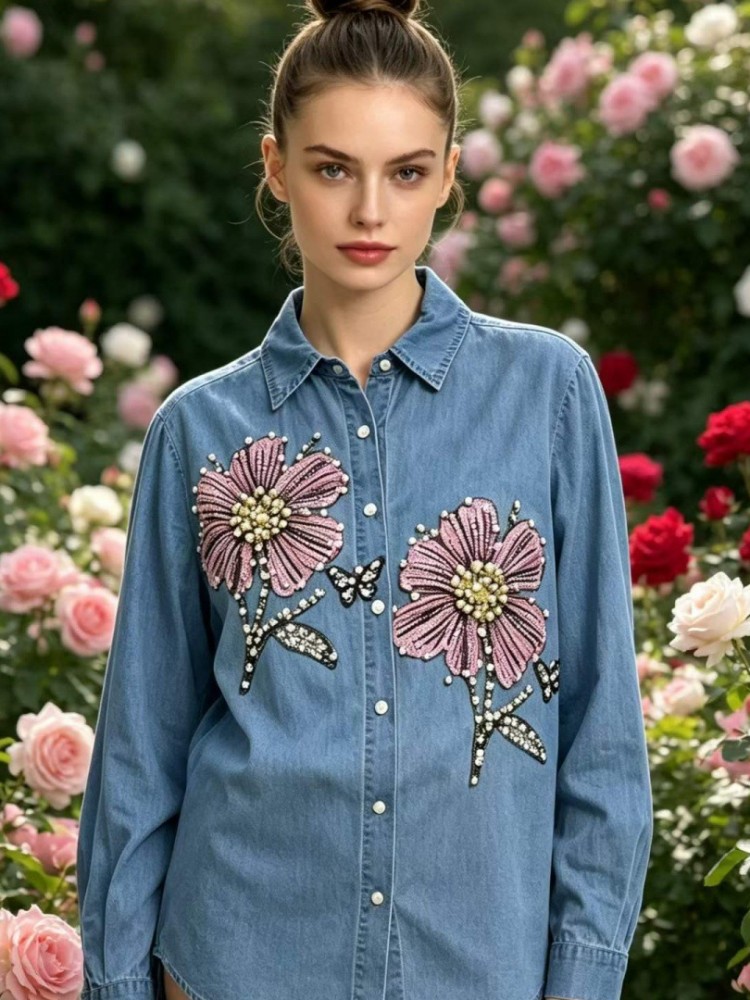 Женские джинсовые блузки с выш – обзор и цена Embroidery Shirt