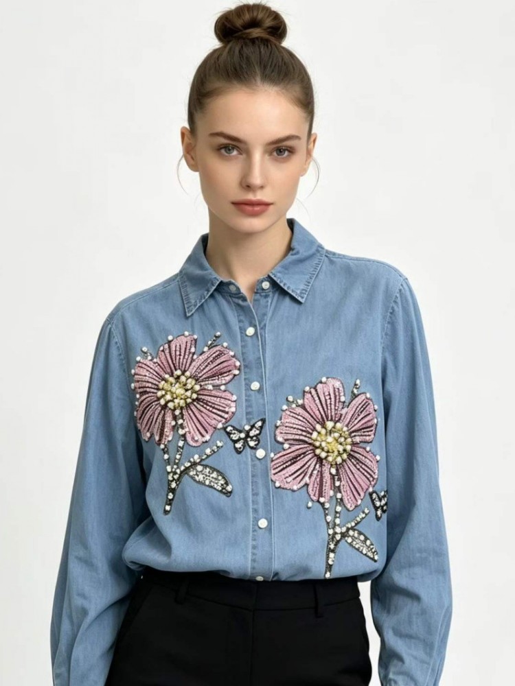 Женские джинсовые блузки с выш – обзор и цена Embroidery Shirt
